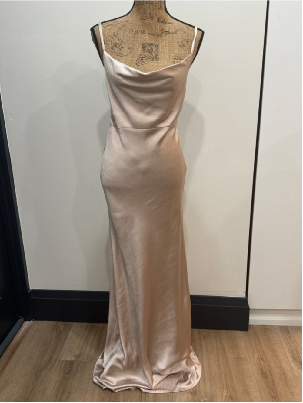 Six Stories Champagne Satin Cowl Neck Slip Maxi Gown US 6 Bridesmaid Formal